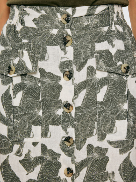 Biela midi sukňa so vzorom ROLIANA 000